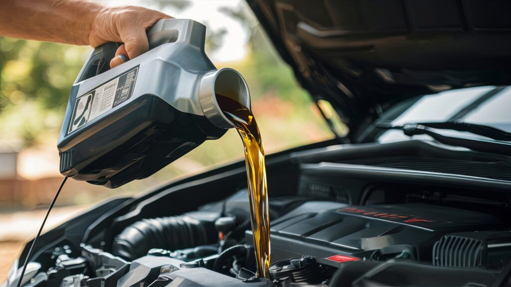 Motor Oil Being Poured From Bottle Capturing Smooth Flowing Stream Oil